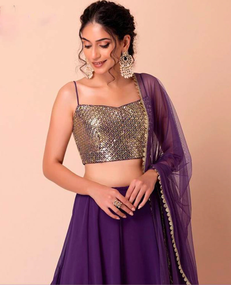 Matrut | Sunehri Glam Purple Lehenga Set