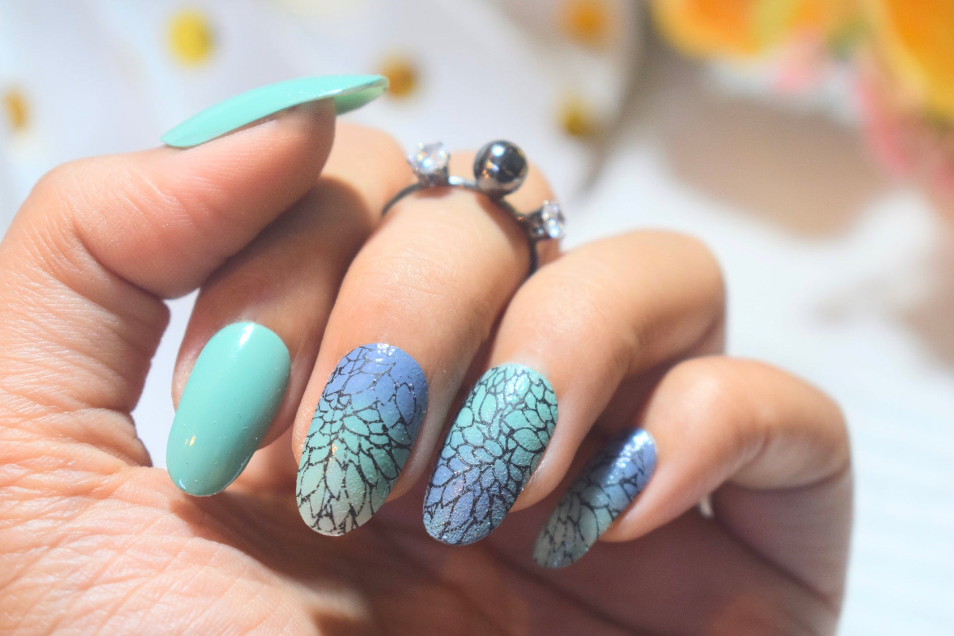 Marine Blossom Nails freeshipping - LYNSAYNAILS