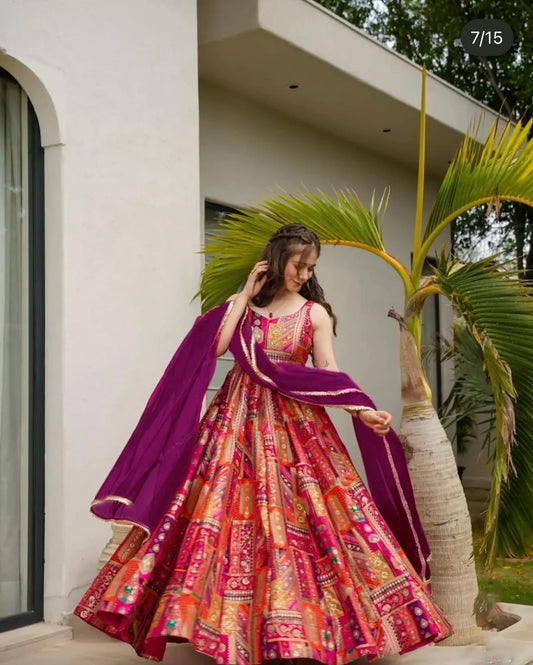 Matrut | Blush & Bold Wine Multicolor Gown