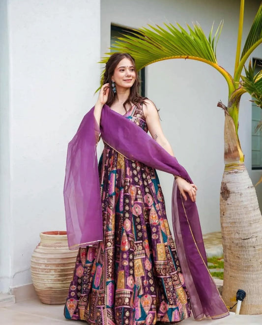 Matrut | Blush & Bold Purple Multicolor Gown