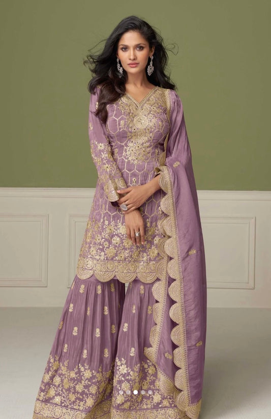 Matrut  | Aleena Purple Sharara Suit