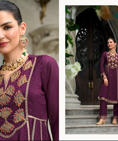 Matrut  | Karwa Wine Anarkali Suit