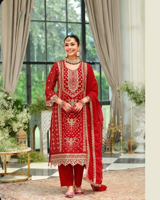 Matrut | Tanvi Red Straight Suit