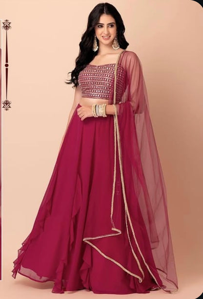 Matrut | Sunehri Glam Rani Pink Lehenga Set