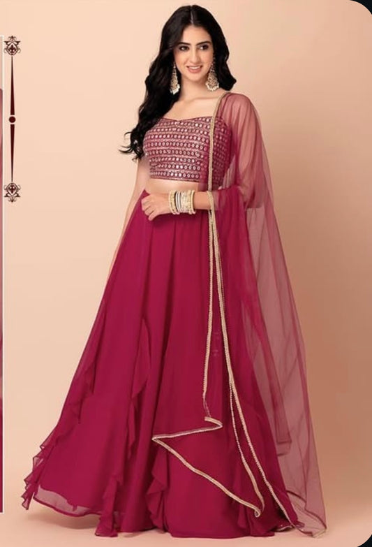 Matrut | Sunehri Glam Rani Pink Lehenga Set