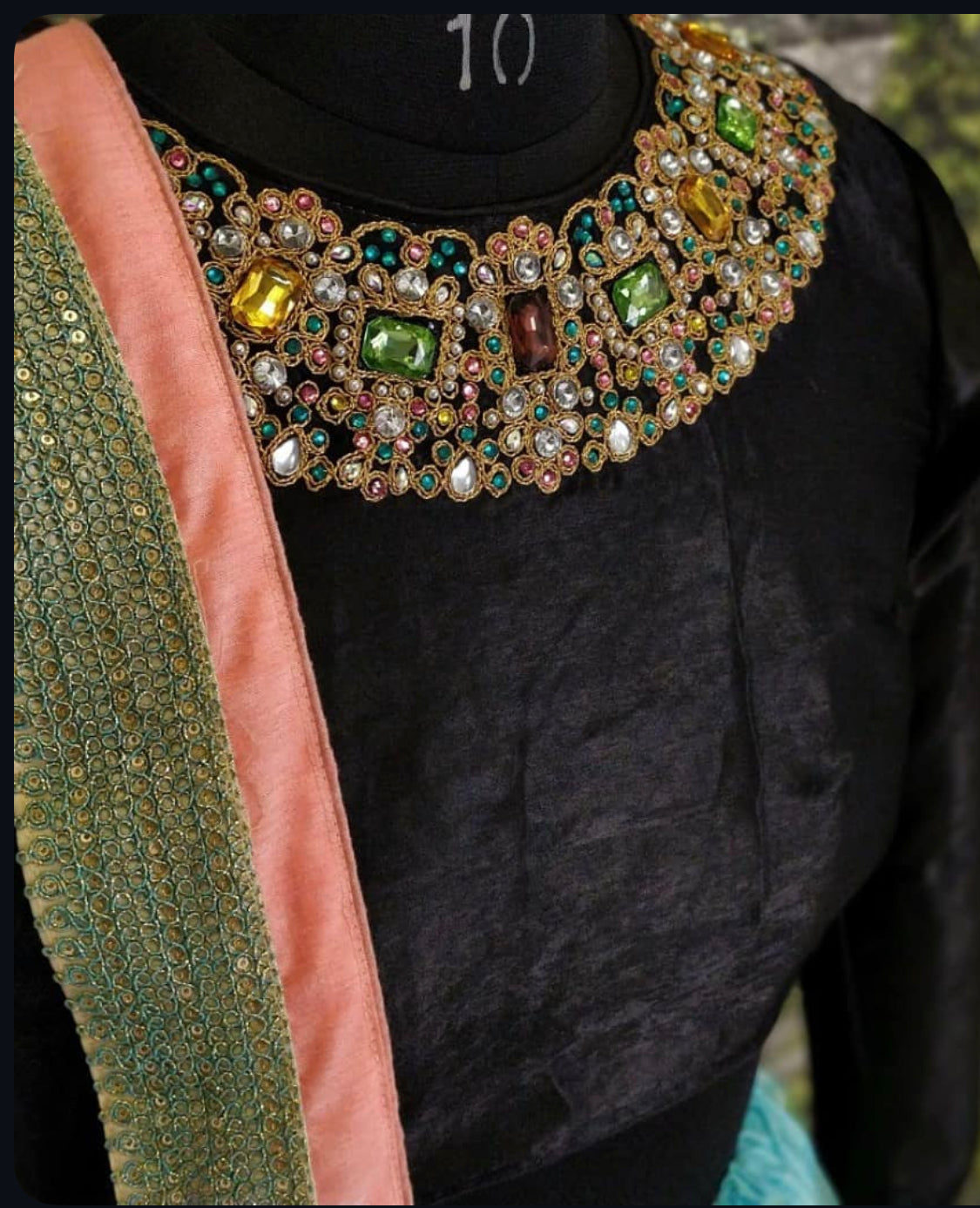 Matrut | Carnations Black-Blue Multicolor Lehenga