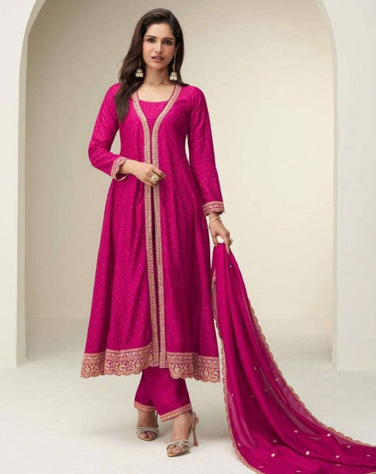 Matrut  | Charvi Rani Pink A-line Suit