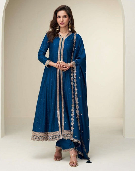 Matrut  | Charvi Navy Blue A-line Suit