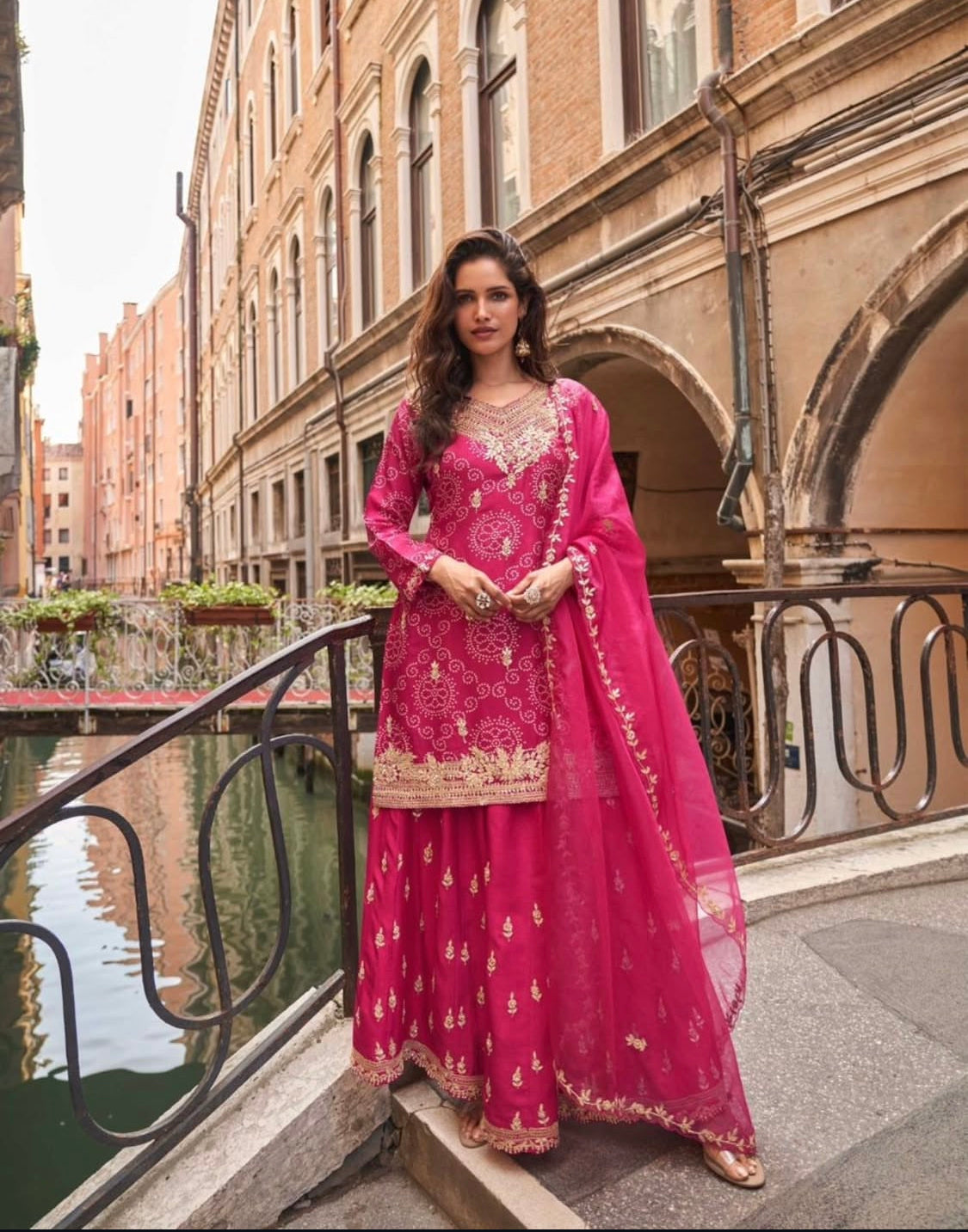 Matrut  | Meena Rani Pink Palazzo Suit