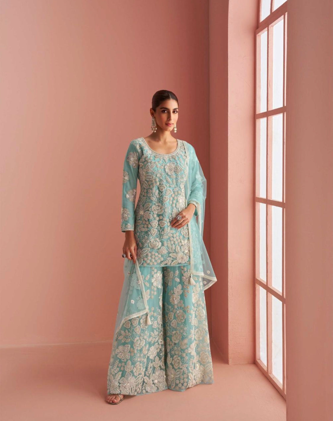 Matrut  | Verona Powder Blue Palazzo Suit