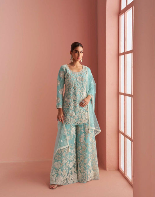Matrut  | Verona Powder Blue Palazzo Suit