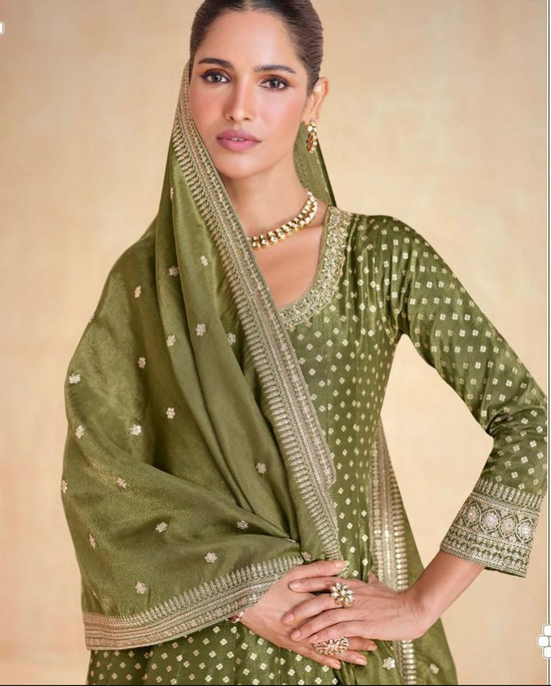 Matrut | Banaras Olive Green Gown