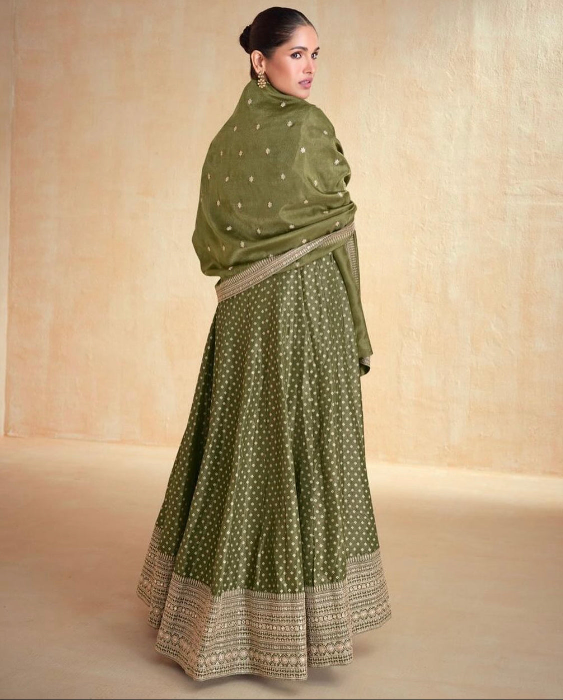 Matrut | Banaras Olive Green Gown