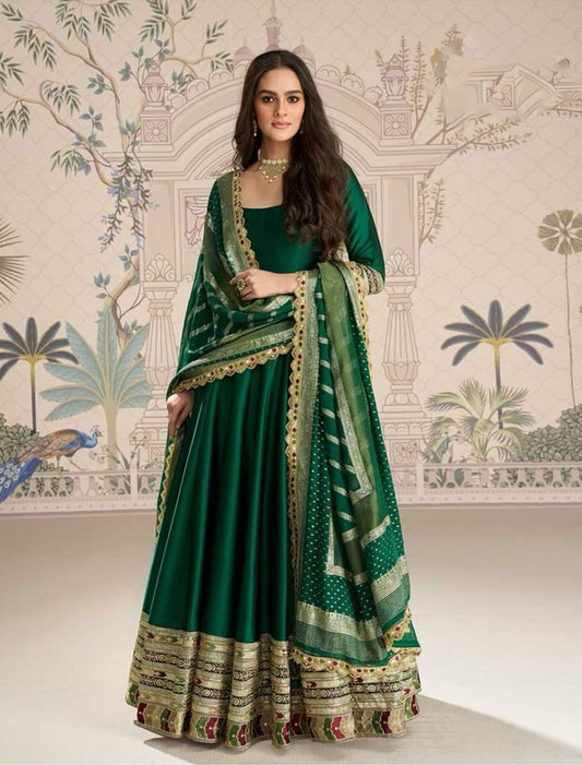 Matrut |  Roshni Bottle Green Gown