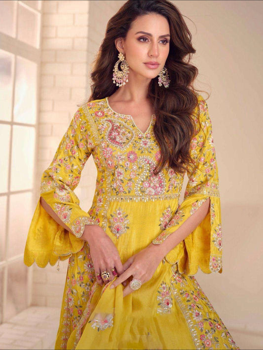 Matrut | Mariya Yellow Palazzo Suit