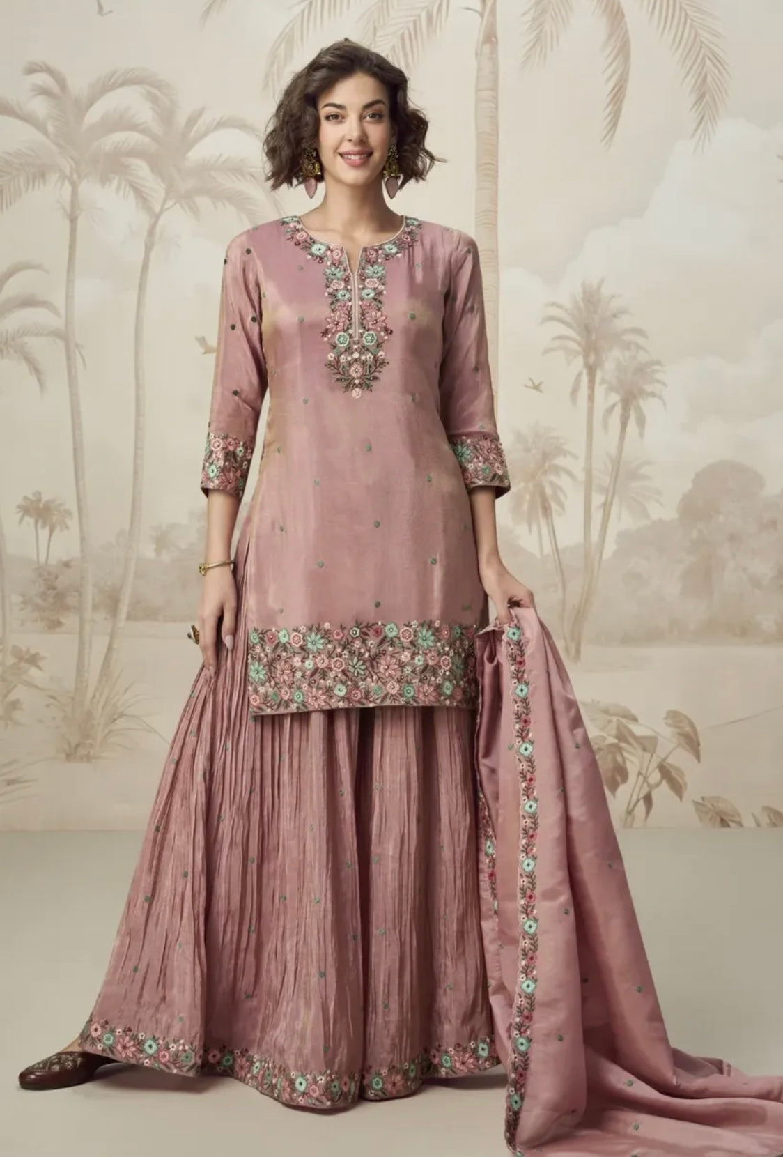 Matrut  | Raktima Floral Mauve Sharara Suit