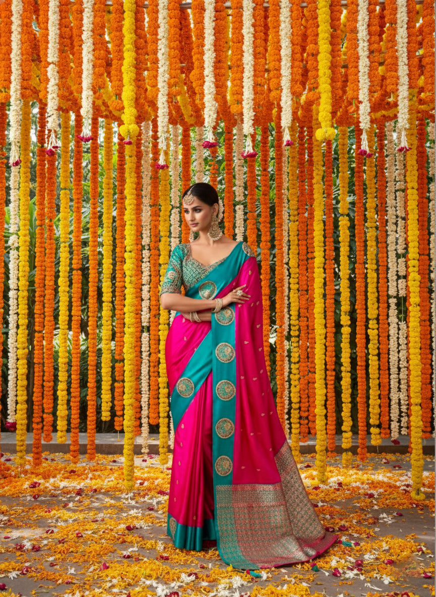 Matrut | Kalki Pink-Blue Saree