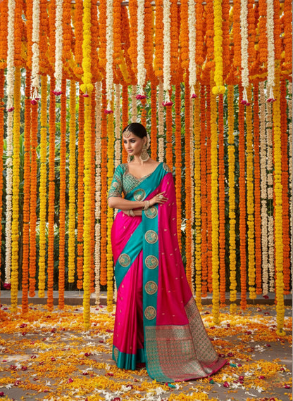 Matrut | Kalki Pink-Blue Saree
