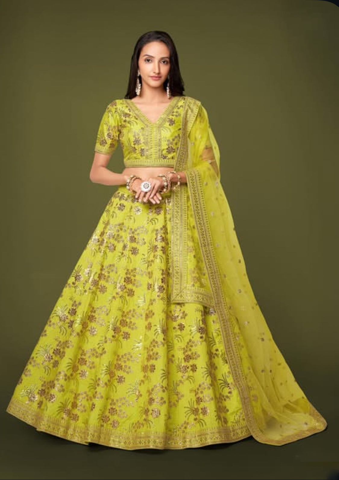 Matrut  | Modern Vibes Lime Green Lehenga Set