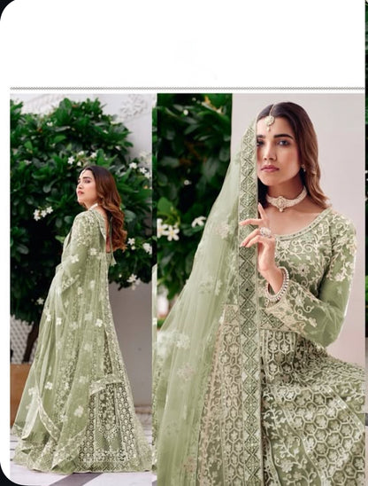 Matrut |  Saiyaara Pista Green Gown