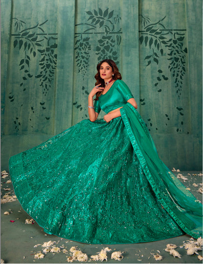 Matrut | Elegance Persian Green Lehenga Set