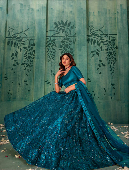 Matrut | Elegance Teal Blue Lehenga Set