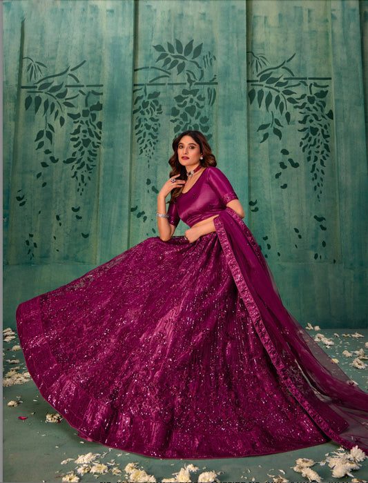 Matrut | Elegance Wine Lehenga Set