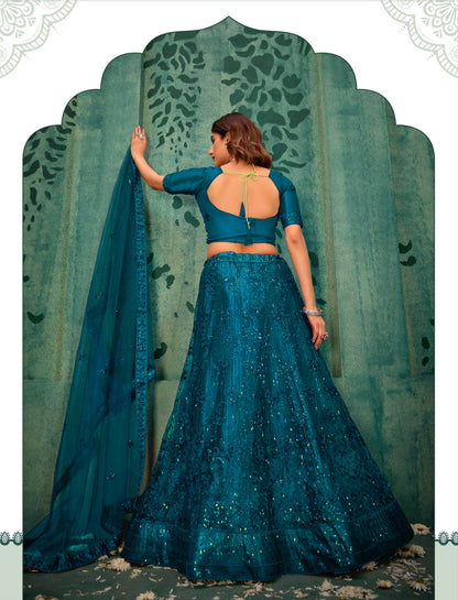 Matrut | Elegance Teal Blue Lehenga Set