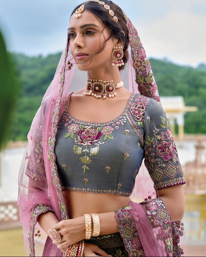 Matrut | Shagun Grey Lehenga Set