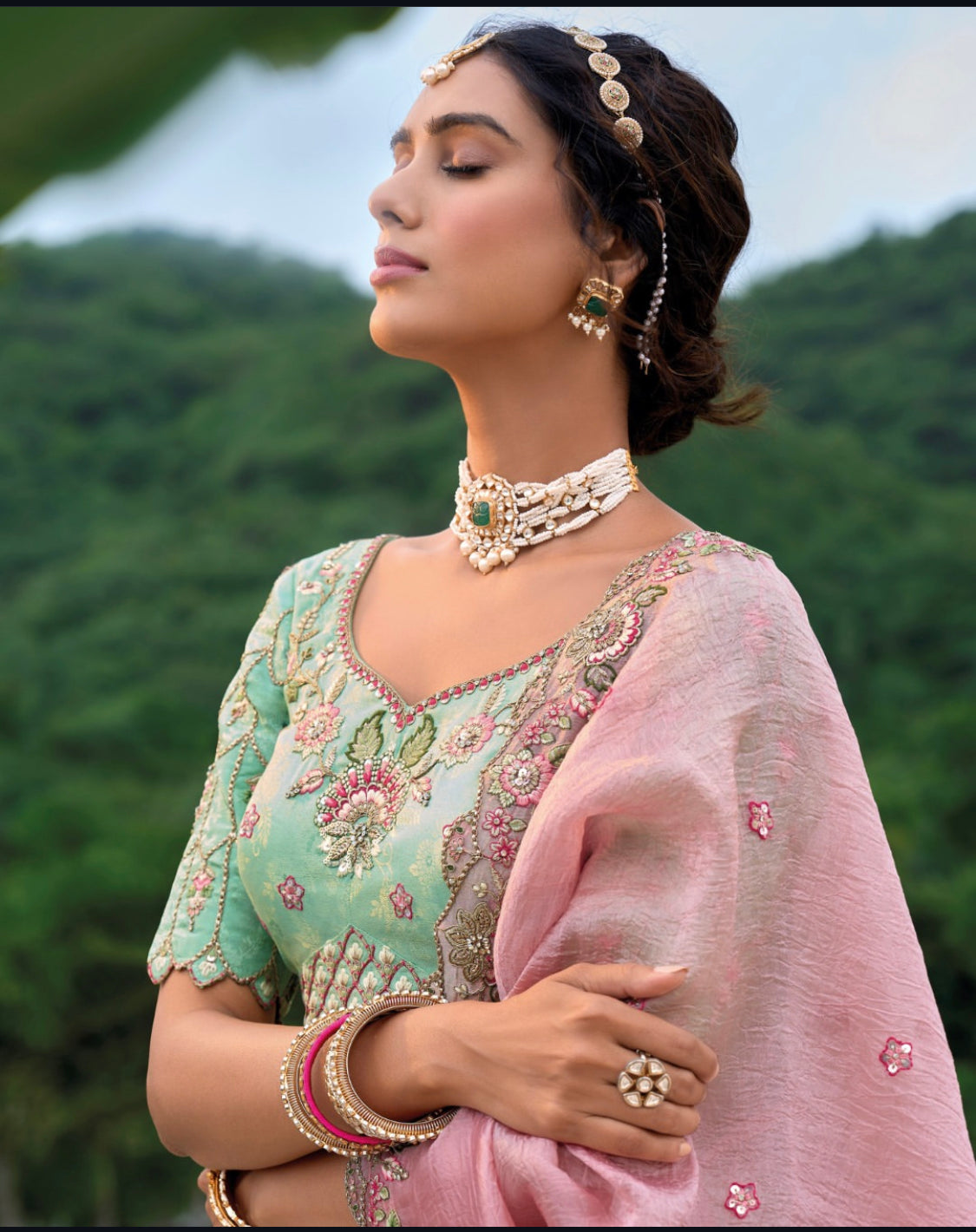 Matrut | Shagun Sea Green Lehenga Set