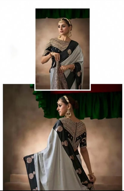 Matrut | Kalki Grey-Black Saree