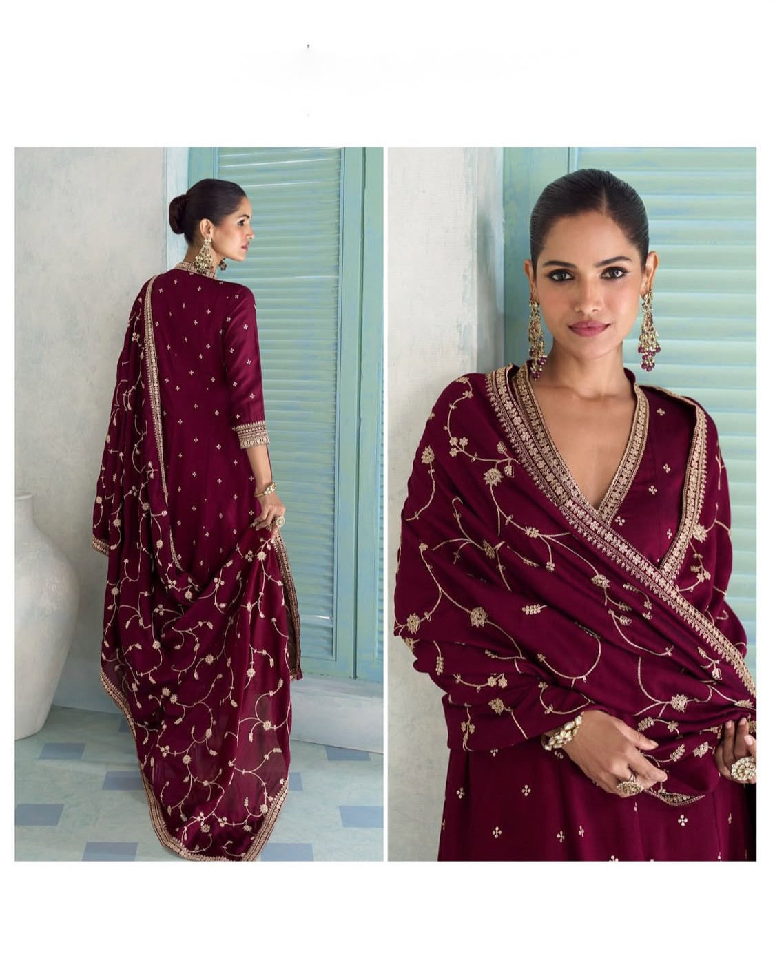 Matrut  | Vihanika Maroon A-line Suit