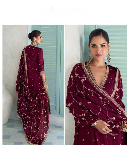 Matrut  | Vihanika Maroon A-line Suit