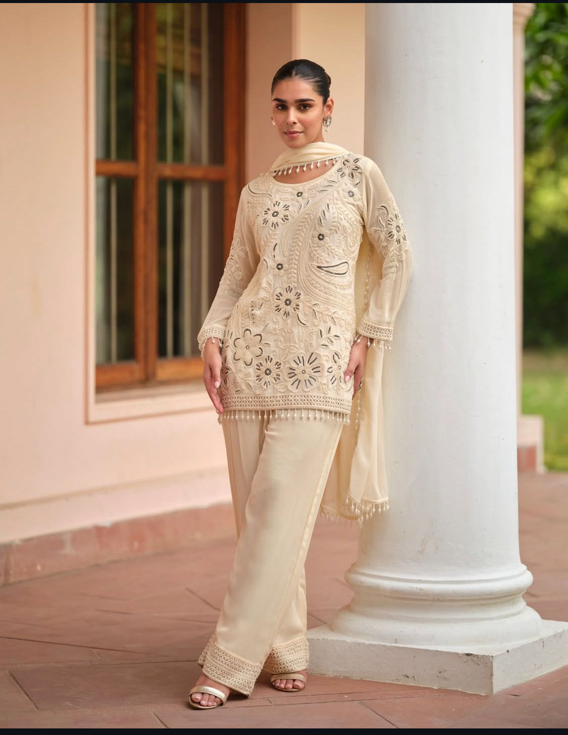 Matrut  | Varina Off-white Palazzo Suit