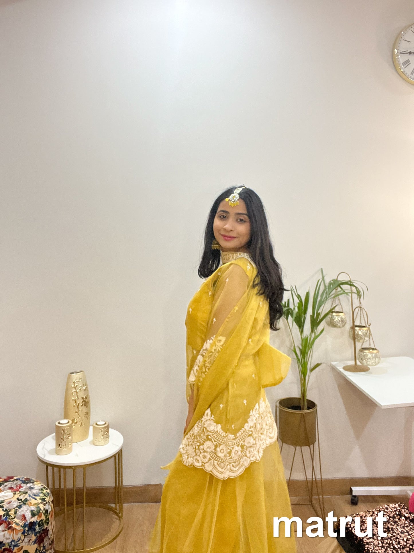 Organza Yellow Sharara Suit - FULL STYLE SET | On-rent