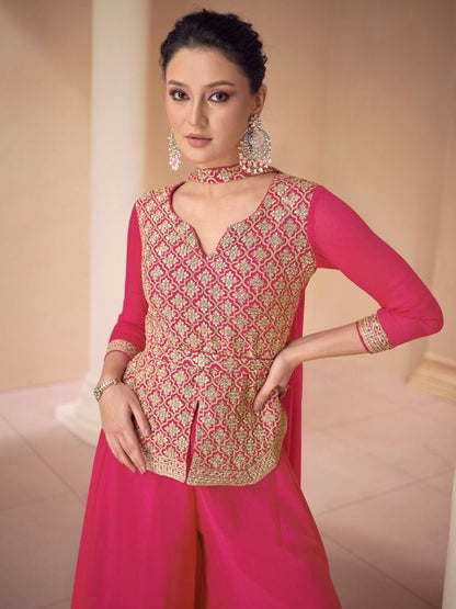 Matrut Fusion Charm Reddish Pink Palazzo Set