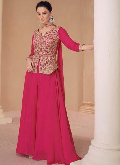 Matrut Fusion Charm Reddish Pink Palazzo Set