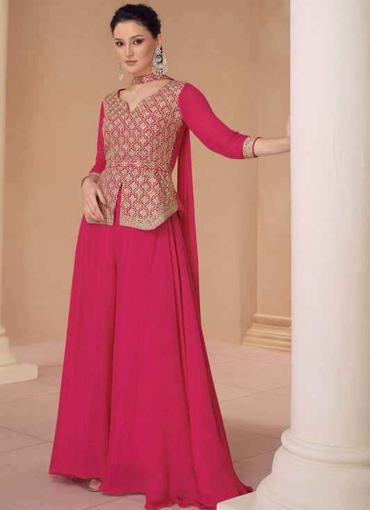 Matrut  | Fusion Charm Reddish Pink Palazzo Set