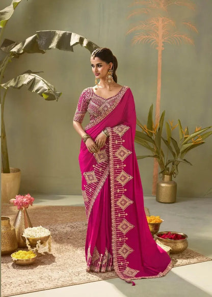 Matrut | Kasva Rani Pink Silk Saree