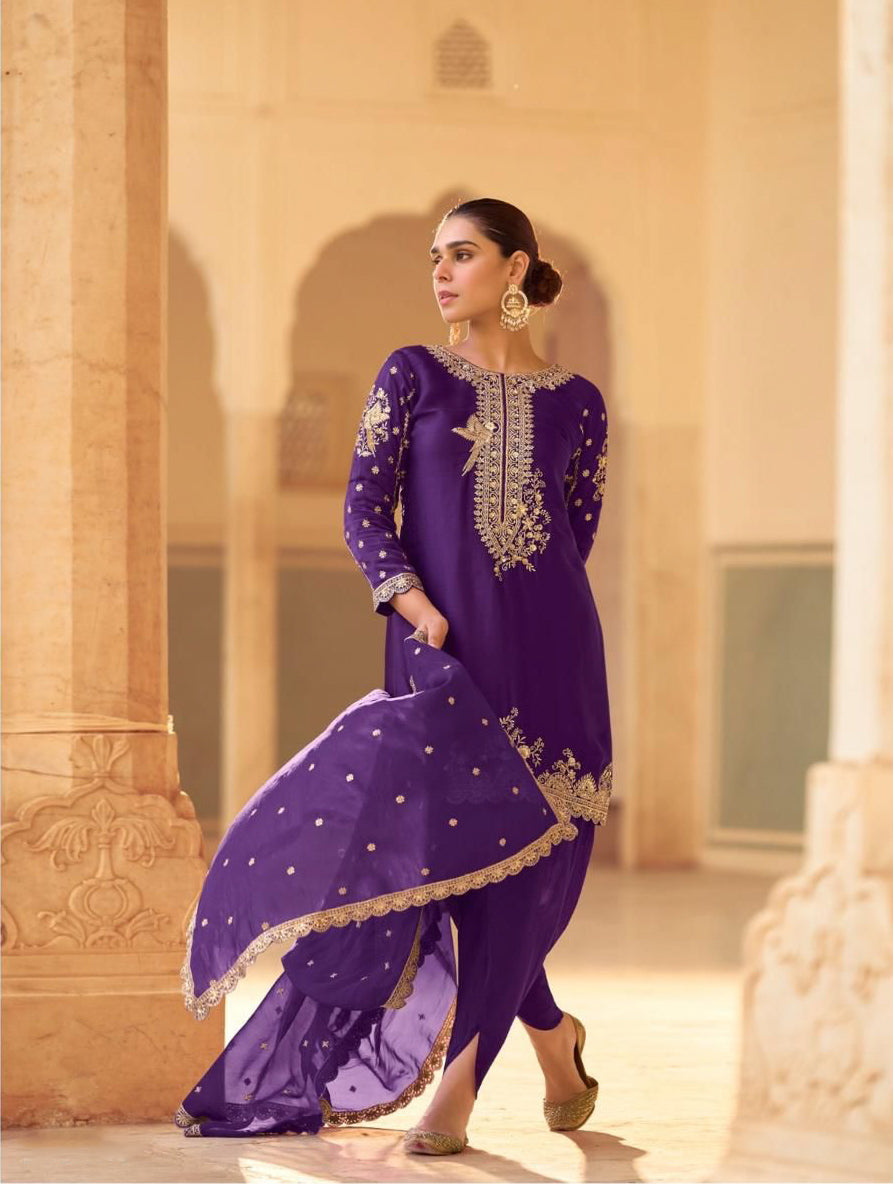 Matrut Falcon Purple Dhoti Suit