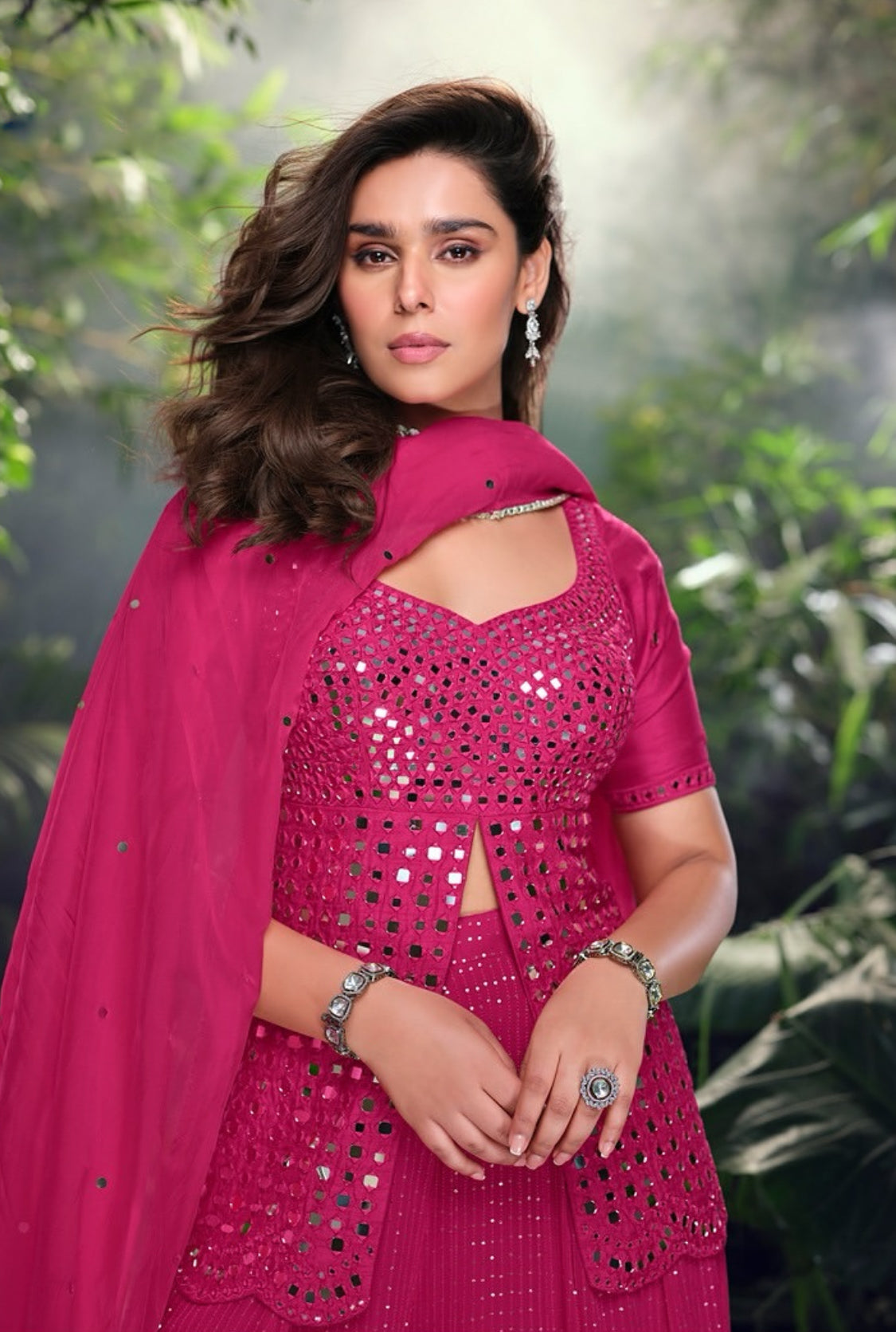 Matrut  | Signature Shimmer Rani Pink Sharara Suit