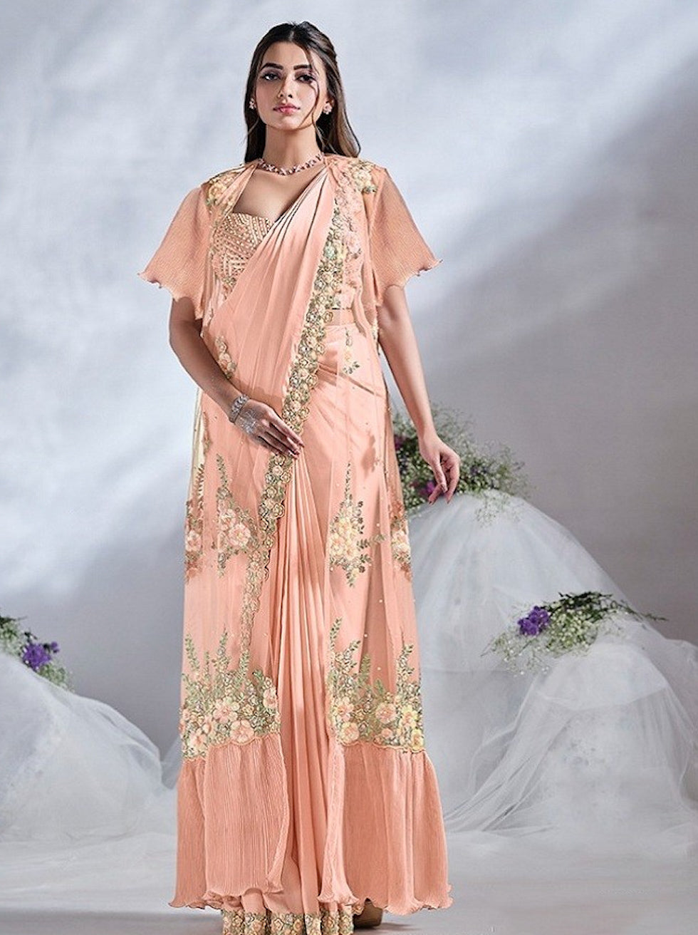 Matrut  | 1 min Saree Peach Aura