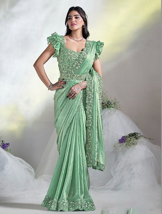 Matrut  | 1 min Saree Sea Green Aura