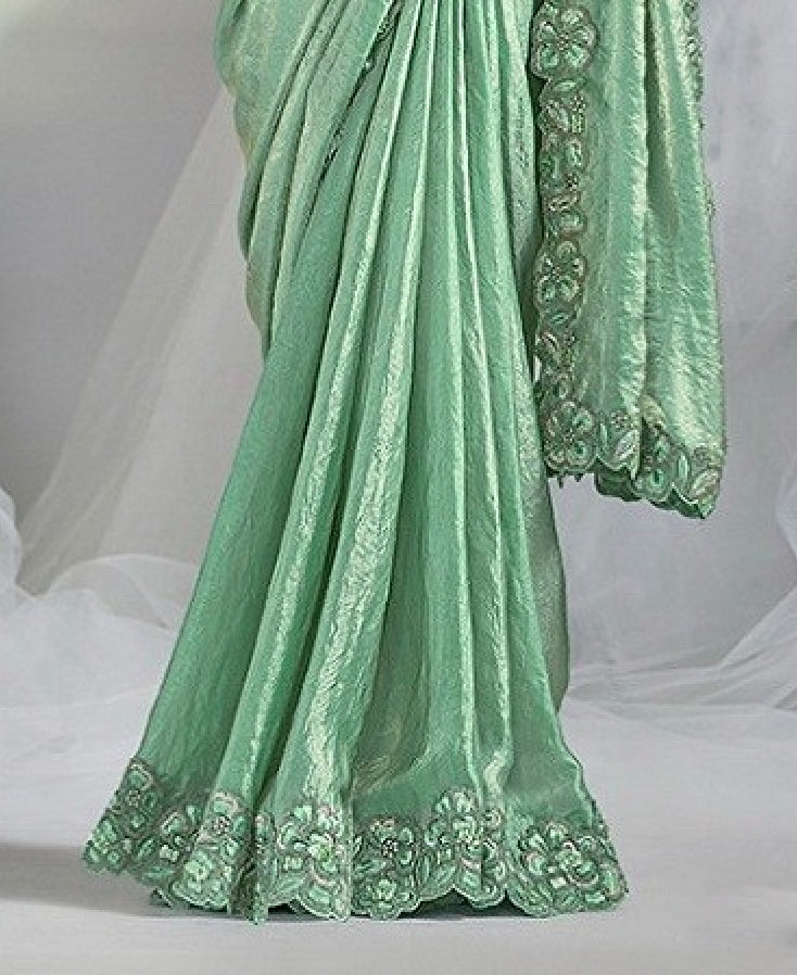 Matrut  | 1 min Saree Sea Green Aura