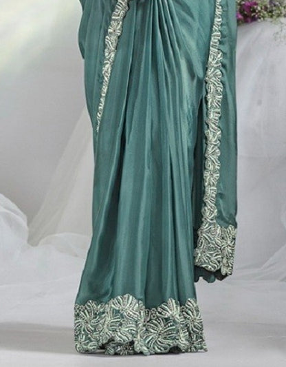 Matrut  | 1 min Saree Dusty Green Aura