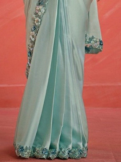 Matrut  | 1 min Saree Sea Green Fab