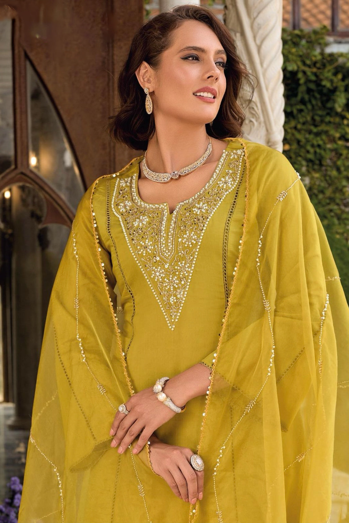 Matrut  | Charisma A-line Mustard Yellow Suit