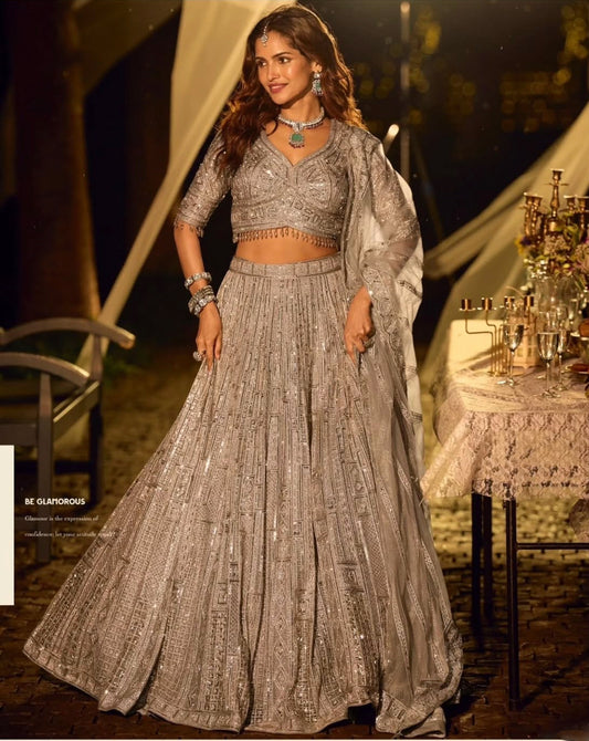 Riyaasat Silver Lehenga Set