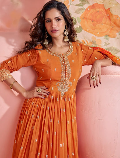 Matrut  | Citrus Masti Orange Floral Gown