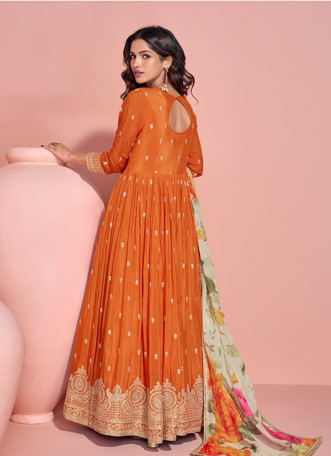 Matrut  | Citrus Masti Orange Floral Gown